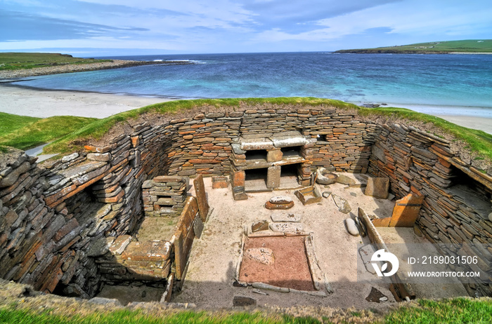 Skara Brae  complete Neolithic village  in the Orkney archipelago of Scotland