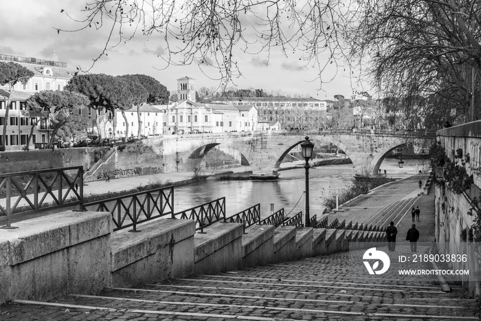 Rome (Italy) - The historic center of Rome with Villa Borghese monumental park, the monumental Lungo