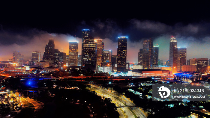 city skyline at night