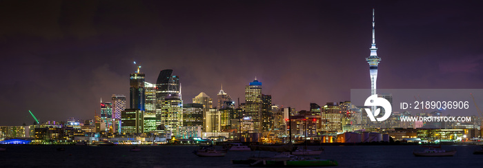 Panoramic view of Auckland city at night