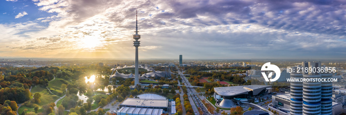 Munich Olympiaturm München skyline aerial panoramic view photo town building architecture travel