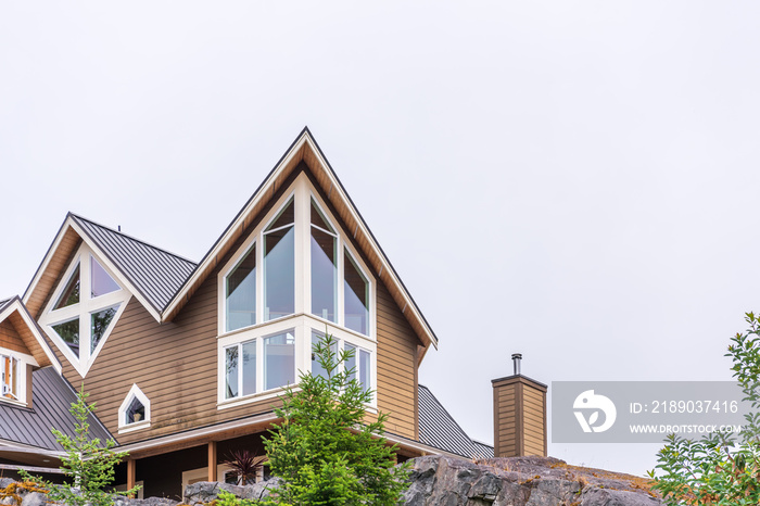 Houses in suburb at Summer in the north America. Luxury houses with nice landscape.