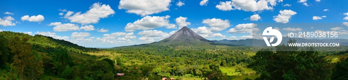 Landscape Panorama picture from Volcano Arenal next to the rainforest, Costa Rica