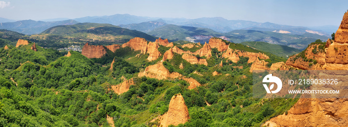 Las Medulas red mountains, Leon, Spain, UNESCO