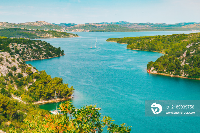 landscape view of skradin bay. summer time