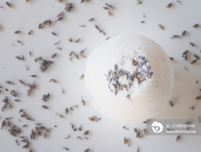 Lavender Bath Bomb on White Background