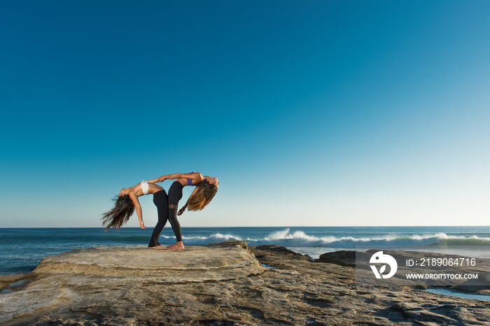 Backbend pose, Windansea beach, La Jolla, California