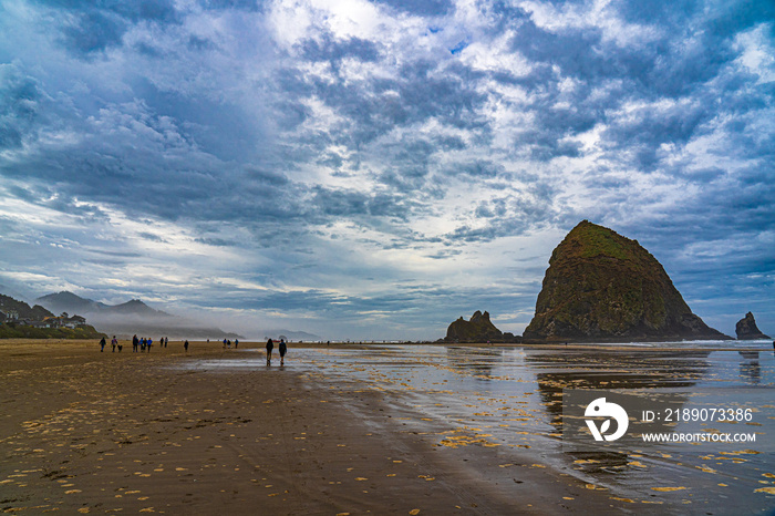 The Haystack Rock on Cannon Beach on the Oregon coast