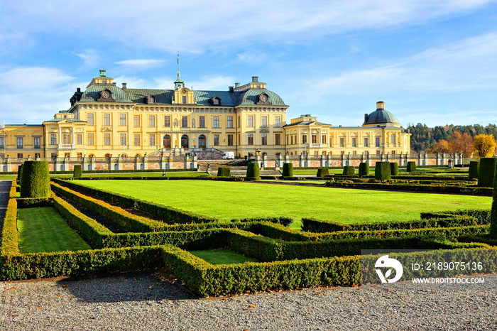 View of the royal Drottningholm Palace from its gardens, Stockholm, Sweden