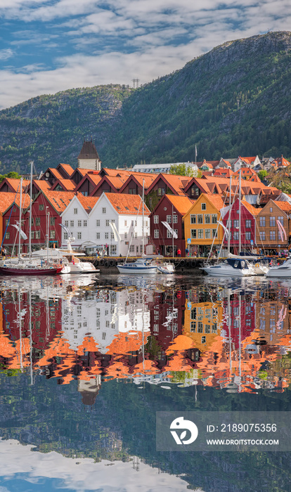 Famous Bryggen street in Bergen, UNESCO World Heritage Site, Norway