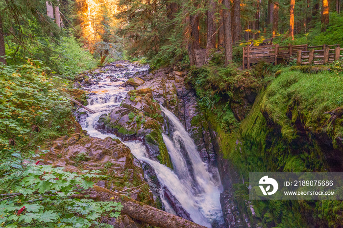 View of Sol Duc Falls in autumn.Olympic National Park.Washington.USA