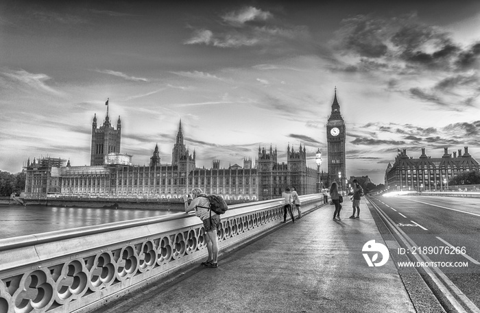 Beautiful black and white view of London, UK