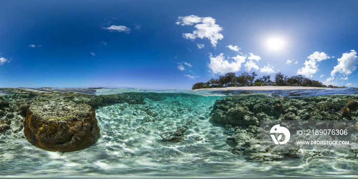 Under over of reef near island