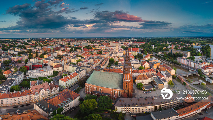 Drone aerial photo city of Opole, Opolskie Poland