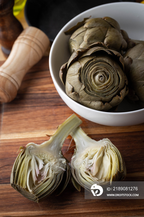 boiled and ready to eat artichoke