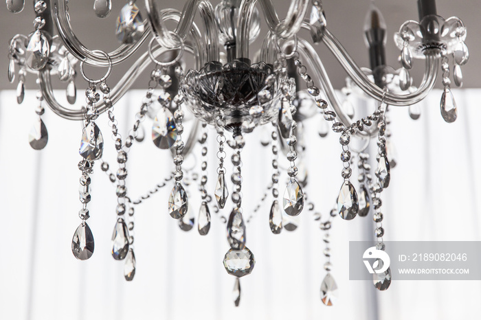 chandelier with pendants, isolated on white selective focus