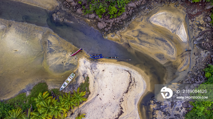 Aerial view of Bureh beach lake