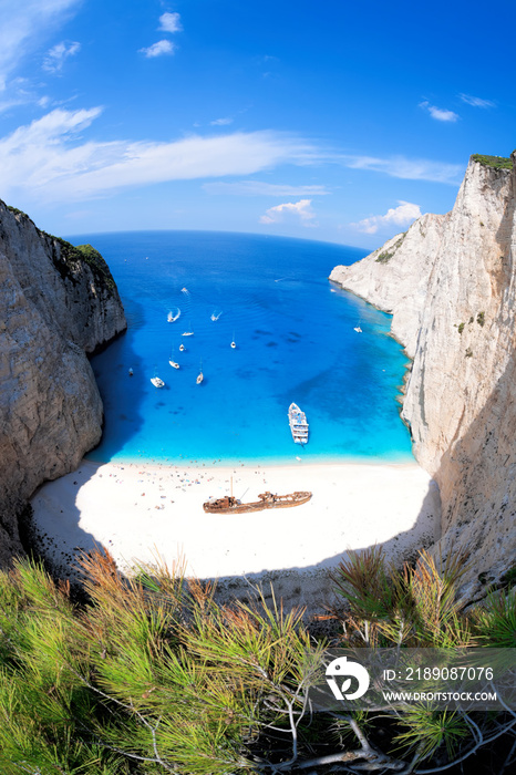 Navagio beach with shipwreck on Zakynthos island in Greece