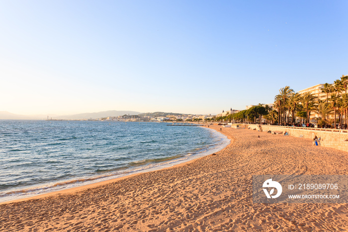 Cannes beach day view, France.