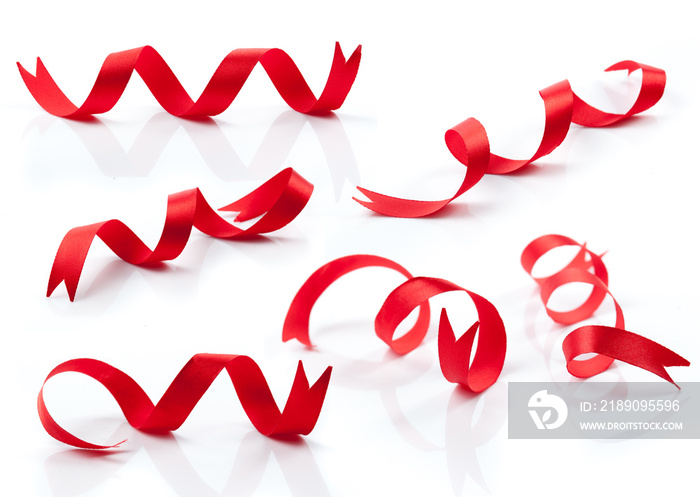 fabric red ribbon on a white background