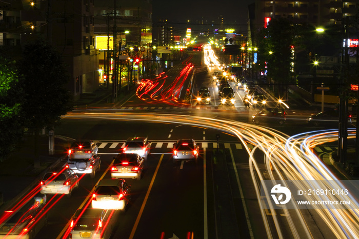 night crossroad traffic