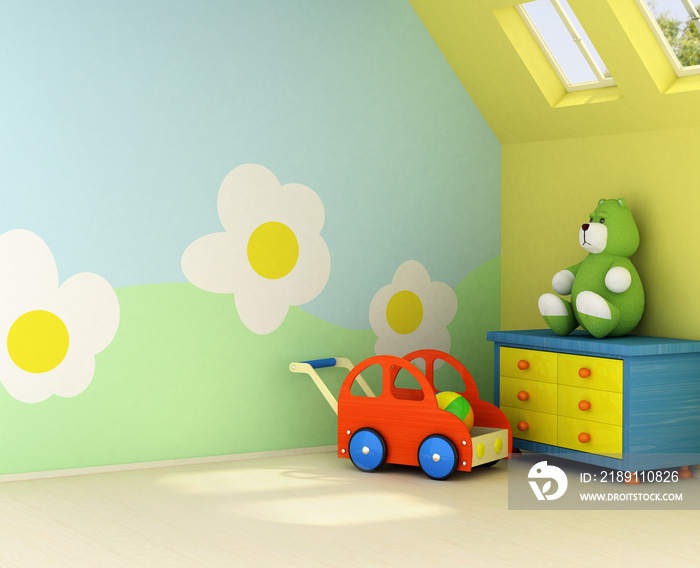 Freshly painted room for a baby