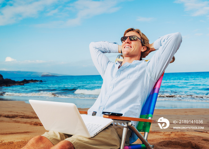 Business man on the beach