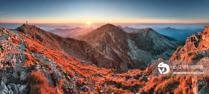 Panoramic Beautiful Carpathian mountains in autumn