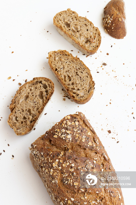 Homemade whole wheat crusty bread, healthy eating