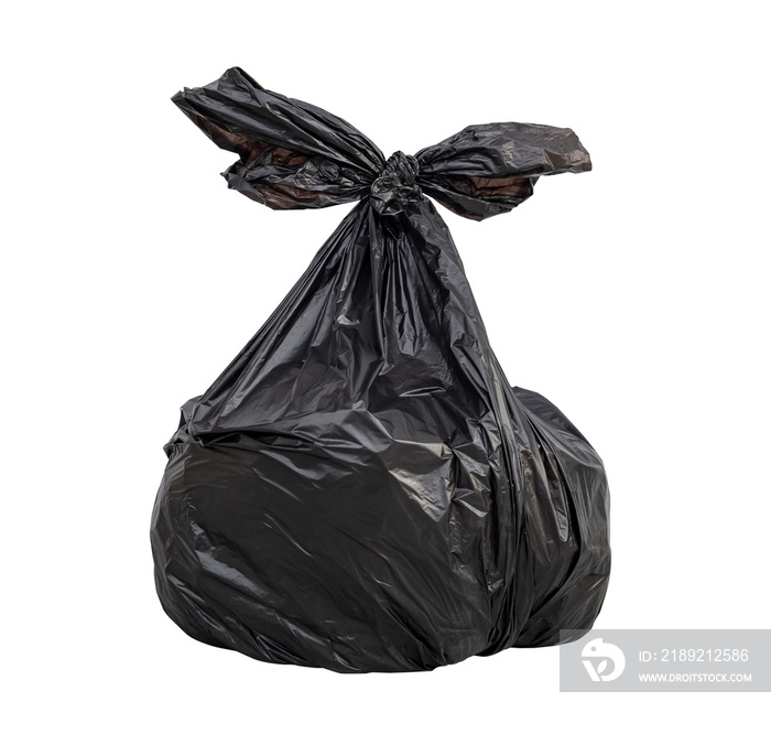 close up of a garbage bag on white background with clipping path