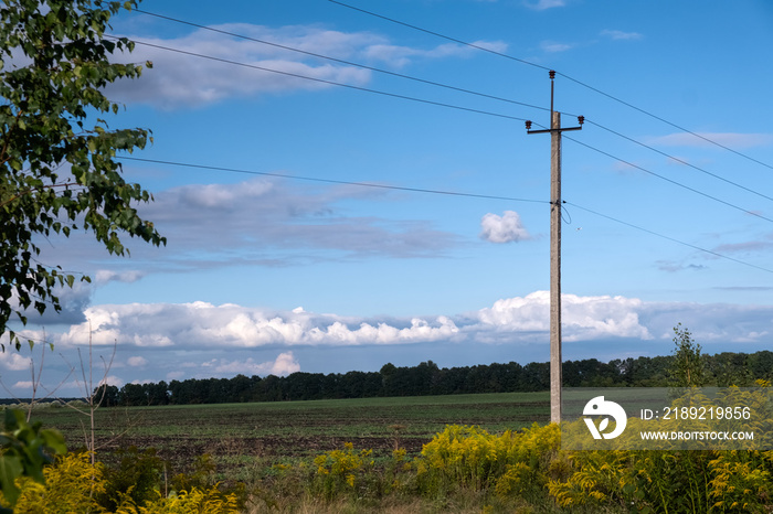 Power electric pole survived after the storm