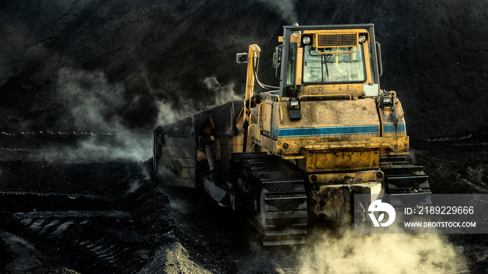 Coal mining, an excavator is mining, ecological problerm