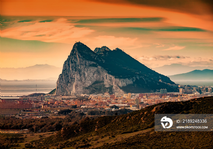 View to Gibraltar from the mountains