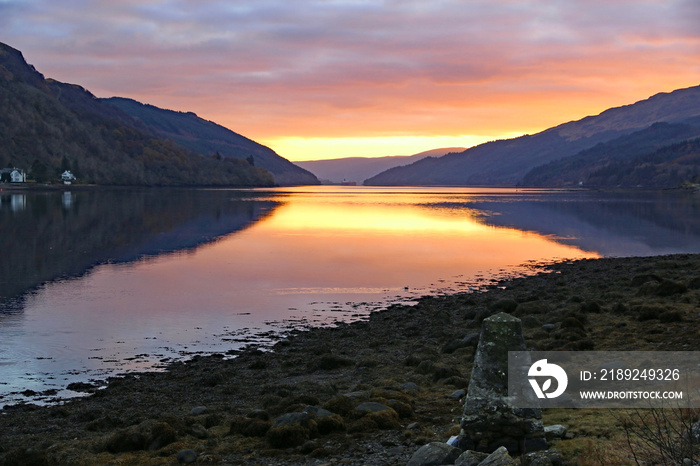 Sunset over Loch Long, Scotland