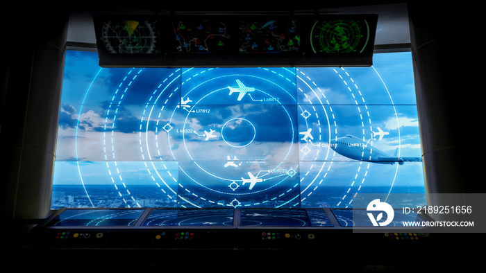 Simulation screen showing various flights for transportation and passengers.