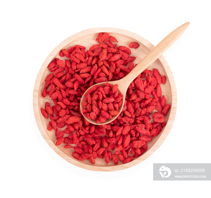 Goji berry on white  background ,Top view