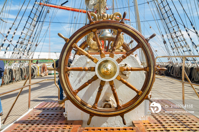 steering wheel of a 100 years old Russian sailing ship (Sedov)