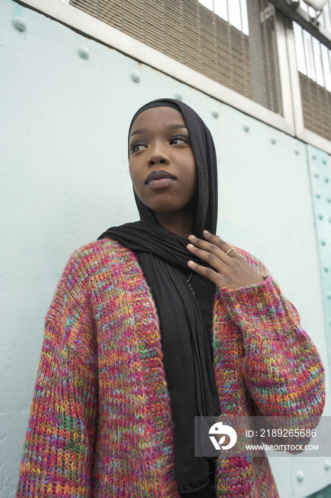 Portrait of young woman wearing�hijab