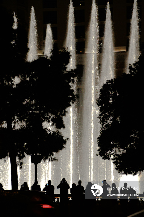 喷泉夜景，拉斯维加斯bellagio喷泉秀