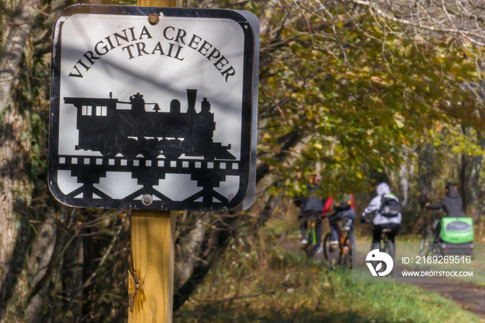 views along virginia creeper trail during autumn