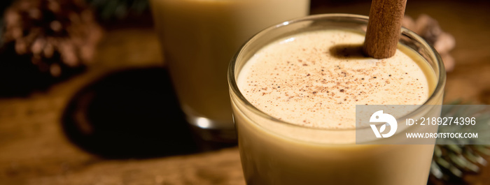 Homemade traditional Christmas eggnog drinks