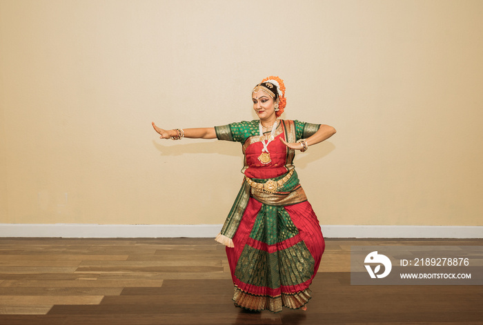 Indian kuchipudi dancer dancing with her hands