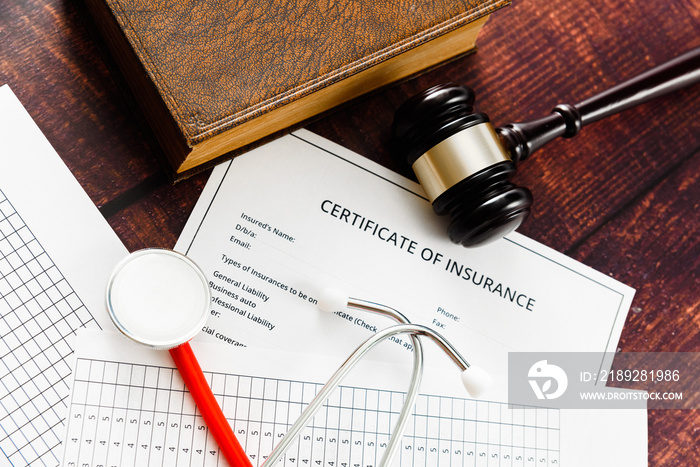 A medical insurance contract is brought to court by a plaintiff for the judge to decide.
