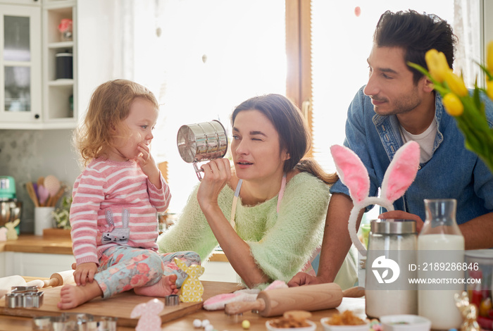 Whole family in the kitchen