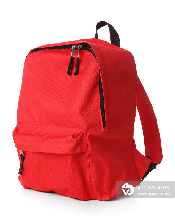 School backpack on white background