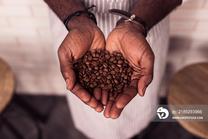 Top view of high quality coffee beans