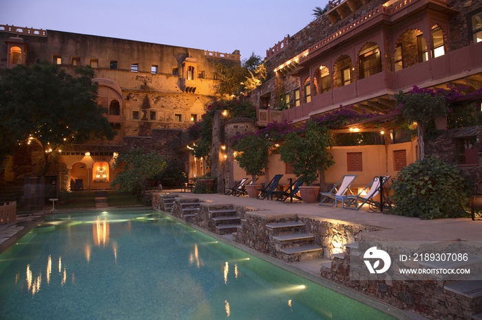 Swimming poolat Neemrana Fort PalaceRajasthan, India