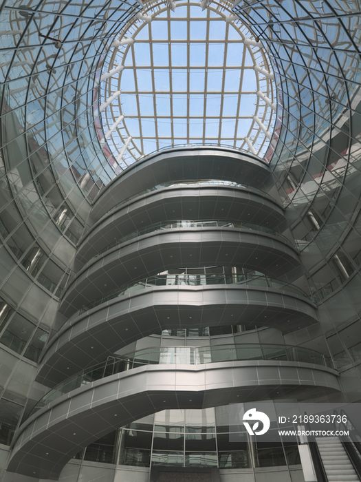 Modern spiral staircase of shopping mall