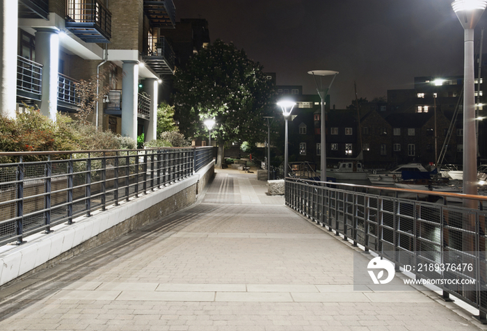 Walkway Near a Modern Housing Development