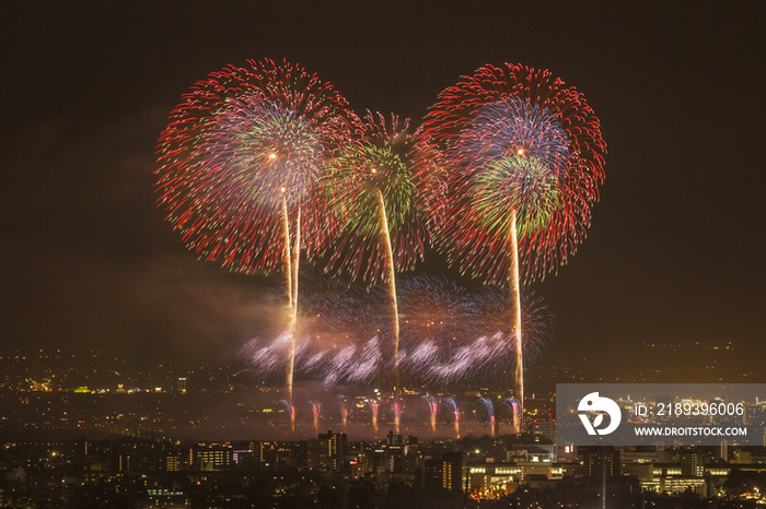 Fireworks at night in Nagaoka City,Niigata Prefecture